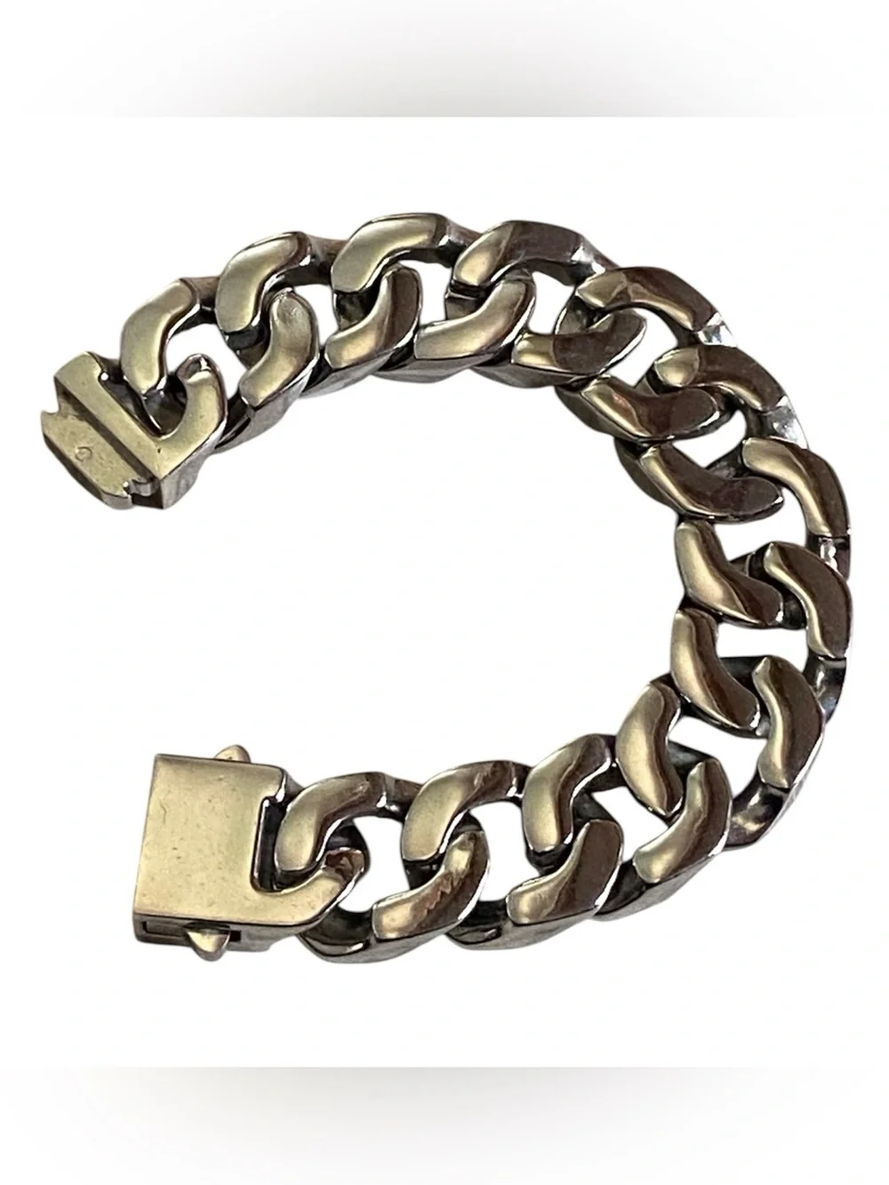 Rare Romance stainless steel chunky Cuban link unisex bracelet 7in